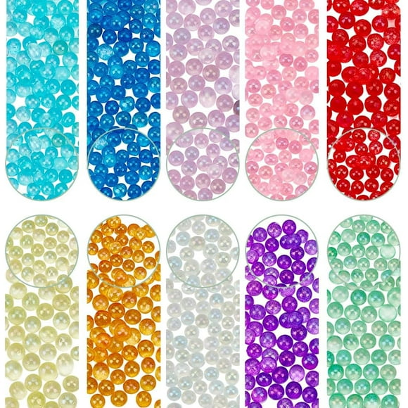 1 Box 100g 10 Colors Small Glass Beads No Hole Tiny Glass Beads 3.5~4 mm Mini Tiny Micro Round Iridescent UV Resin Seed Bead Bulk for Jewelry Making Adult Shaker Filler Nail Art Craft