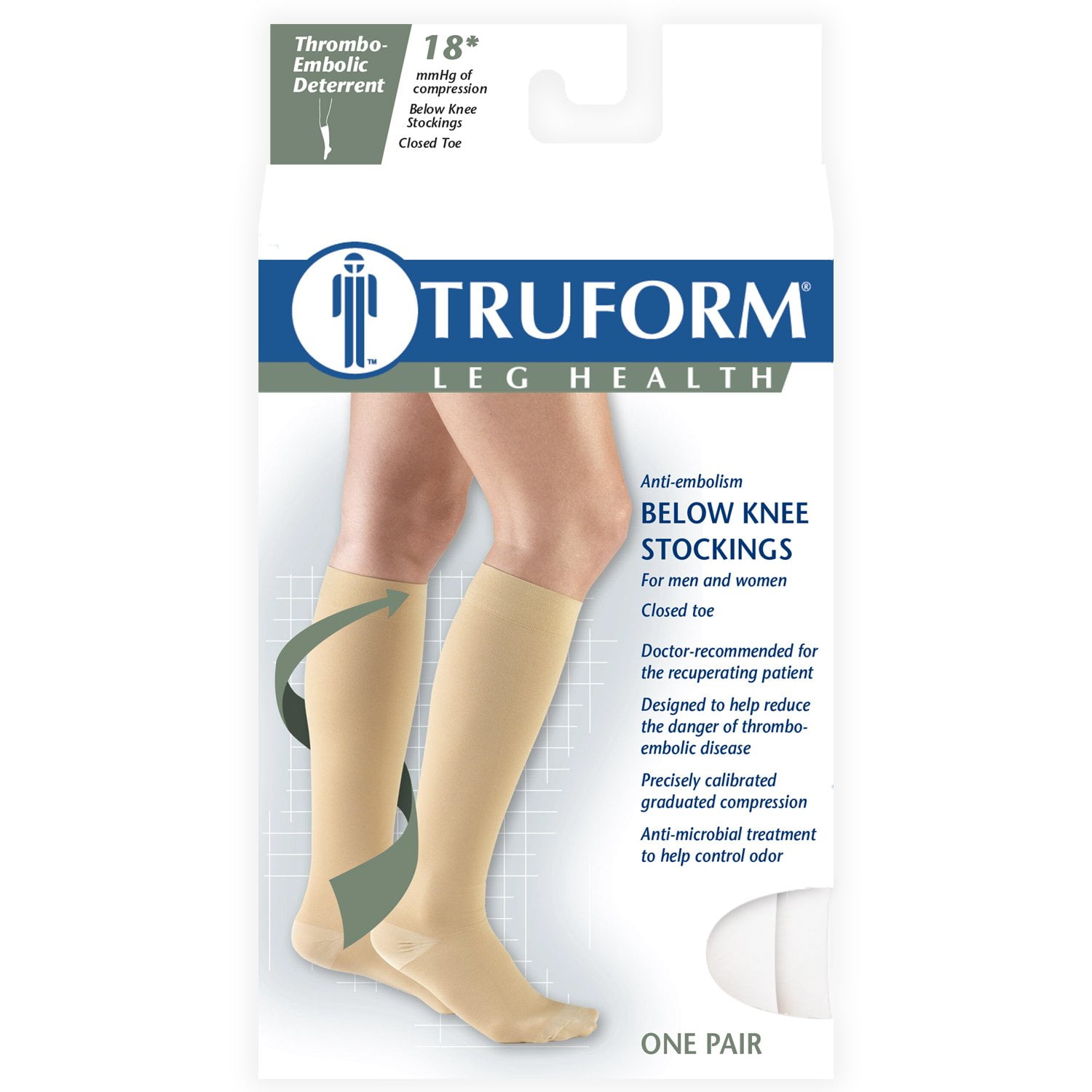 Surgical Compression Stockings, Knee High, Closed Toe, White, X-Large