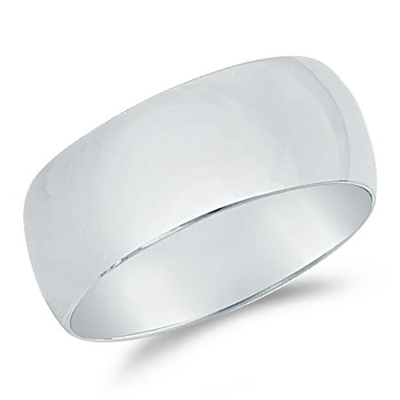 - Mens 14k White Gold Solid 8mm CLASSIC FIT Plain Traditional Wedding Band Ring , Size 8.5