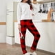 thumbnail image 2 of Pijama cálido de otoño e invierno para mujer, traje de franela con forro polar, pantalones a cuadros, ropa de casa, 2 of 6