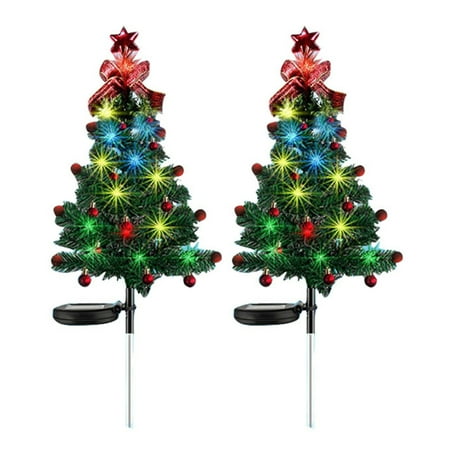 

Opvise 2 Pcs Christmas Lawn Light Christmas Tree Shape Solar Light LED Automatic Energy-saving Waterproof Garden Patio Porch Landscape Lamps Decor for Christmas 2pcs