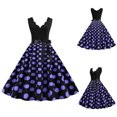 thumbnail image 2 of IROINNID Sleeveless V-Neck Dress For Women Fashion Flare Vintage Dress Prom Swing Polka Dot Party Dress Prints Below The Knee A-Line Dress, 2 of 6