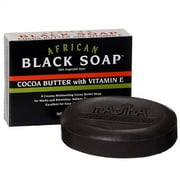 Madina African Black Soap Cocoa Butter with Vitamin E, 3.5 oz (Pack of 4)