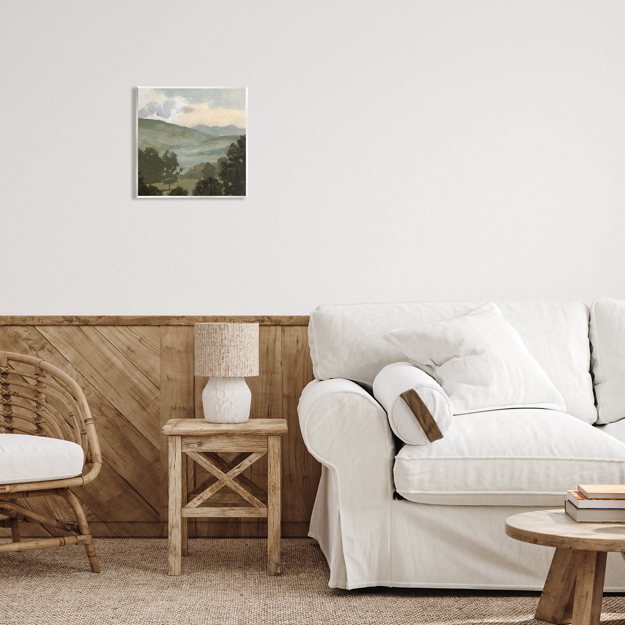 Stupell Industries Rural Green Landscape Nature Painting Unframed Art Print Wall Art, 12 x 12