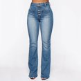 thumbnail image 6 of LWavelet Womens Button Front Flared Jeans High Waisted Daily Casual Denim Pants Light Blue 2XL, 6 of 6