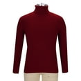 thumbnail image 6 of Burgundy Wine Mens Thick Crochet Warm Cable Knit Basic for Man Long Sleeve Turtleneck Sweater Brunch Fall Winter 2025 Clothes Regular Fit Country Concert Y2K M, 6 of 7