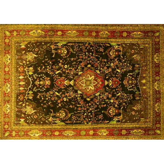 Ahgly Company Indoor Rectangle Persian Yellow Traditional Area Rugs, 3' x 5'