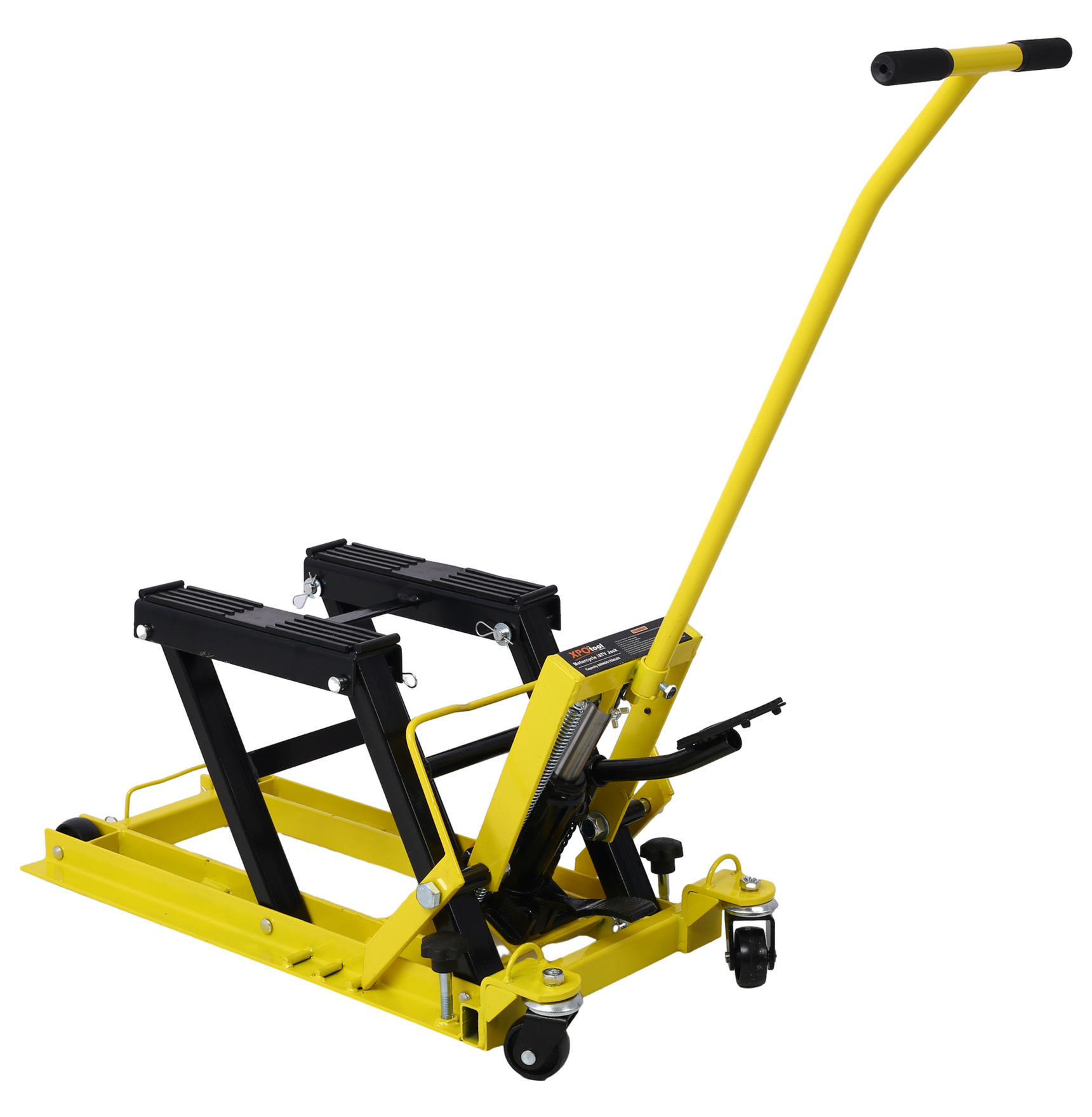 Motorcycle Lift Jack 1500 LBS, ATV Scissor Lift, Portable Hydraulic Jack Stand with Wheels - Yellow
