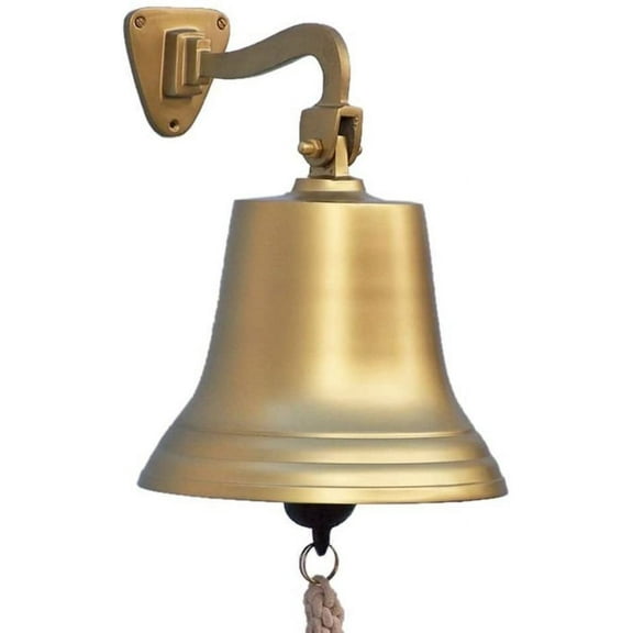 Hampton Nautical 3xglass-101 Antique Brass Hanging Ship's 15" Bell-Nautical Decor, 15 inch
