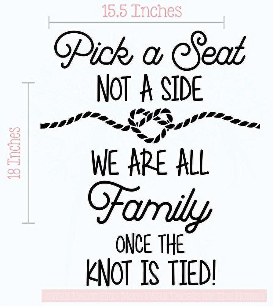 vinyl decal sticker Ikea frame  Wedding pick a seat not a side Bride & Groom 