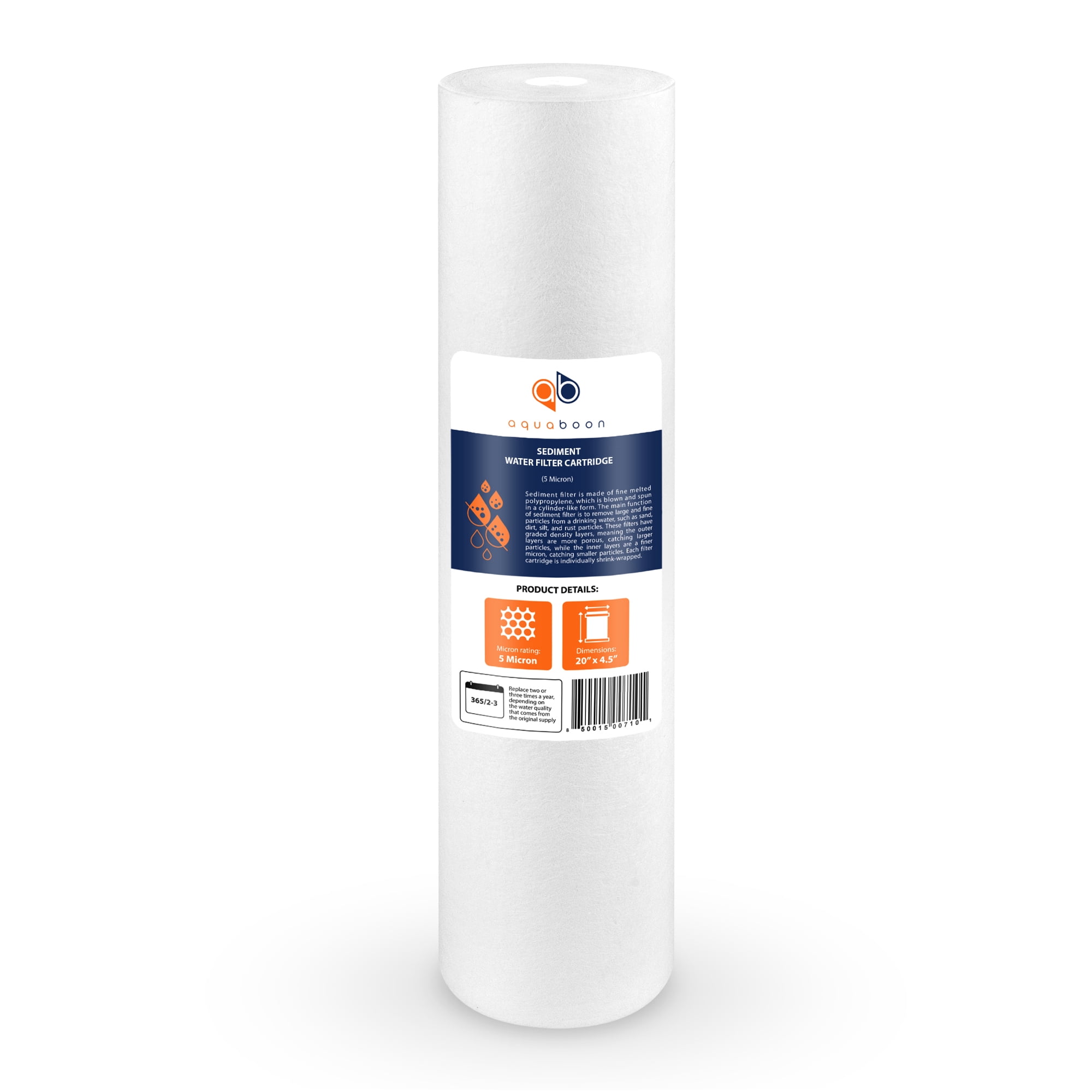 Aquaboon 5 Micron 20" x 4.5" KDF, Sediment & CTO Carbon Block Replacement Whole House Filter Cartridges Set | 1 set, 3 packs EP20-BB, 2C-20BB, 155358-43, DGD-5005-20