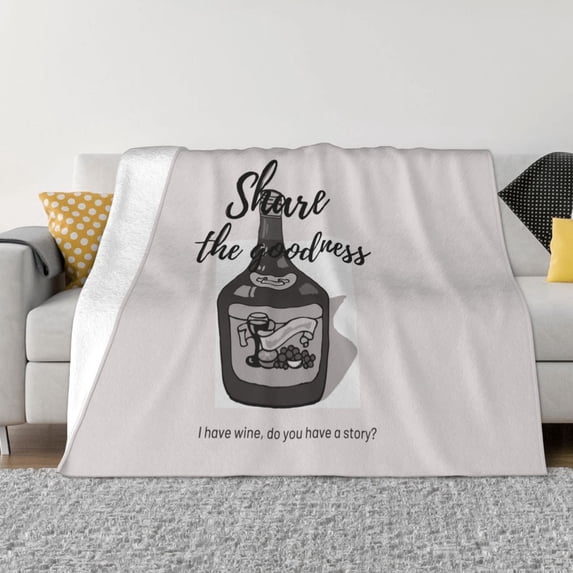 XMXT Throw Blanket, Cartoon Wine Bottle Printing Machine Washable Blankets for Sofa, 60 x 50 inches Gray