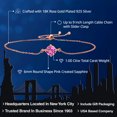 thumbnail image 2 of Gem Stone King 18K Rose Gold Plated Silver Pink Created Sapphire Solitaire Bracelet for Women (1.00 Cttw, Round Cut 6MM), 2 of 4