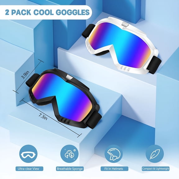 GJX Dirt Bike Goggles,Motorcycle Goggles,2 Pack Atv Goggles,Riding Goggles,Ski Goggles Dirtbike Goggles