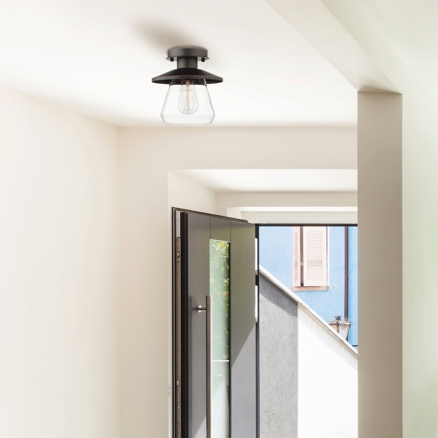 Globe Electric Industrial 1-Light Oil Rubbed Bronze Indoor Semi-Flush Mount Ceiling Light