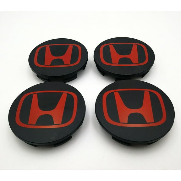 Jdmotive 69mm Wheel Covers Black Red fits Accord Civic, 4 Pack