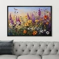 thumbnail image 2 of PixonSign Framed Canvas Print Wall Art Rustic Countryside Wildflower Garden Nature Wilderness Illustrations Modern Art Botanical Floral Farmhouse/Country Relax/Calm/Cozy for Bedroom - 24"x36" Black, 2 of 5