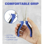 6 pcs Mini Pliers Set - Long, Bent, Needle Nose, Diagonal, End Cut, Combination - Spring Loaded Handle, 5 Inch - Mechanic, Craftsman Basic Tool Kit - Roll Up Carry Bag Included