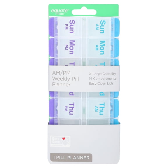 Equate AM/PM Weekly Pill Planner, Multicolor