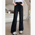 thumbnail image 5 of XIMIN Girls Flare Leg Bell Bottom Wide Leg Denim Jeans High Elastic Waist Jeans Kids Vintage Slim Fit Stretchy Bootcut Solid Color Casual Summer Denim Pants, 5 of 8