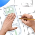 thumbnail image 2 of Regla geométrica multifuncional, herramienta de plantilla de dibujo geométrico, suministros de oficina escolares de plástico para estudiantes, 2 of 5