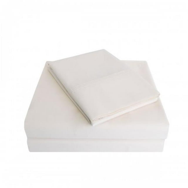 Luxor Treasures P300QNSH SLIV 300 Queen Sheet Set, Percale Solid Patterned - Ivory