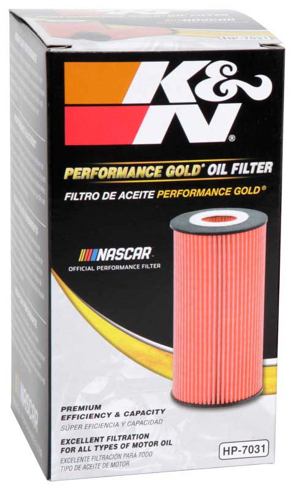 K&N Performance Oil Filter: 20,000 Mile Premium Engine Protection, Higher Oil Flow Rates, Compatible with All Oils, Optimized for Synthetic Oils, HP-7031