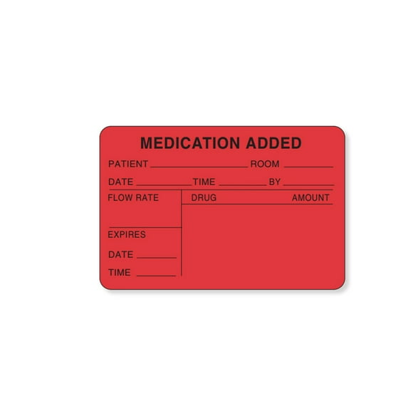 PDC Healthcare 59704609 Étiquette en Papier Permanente "Drugation Added", Longueur 3 Pouces, Largeur 2 Pouces, Rouge, Lot de 500