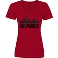 thumbnail image 3 of Inktastic Milwaukee Skyline Grunge Women's V-Neck T-Shirt, 3 of 5