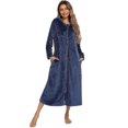thumbnail image 1 of Peignoir en Molleton Peluche à Fermeture Éclair pour Femme, à Capuche, Chaud, Long, Robe de Chambre, Hiver, Confortable, Fermeture Éclair, Chaise Longue, Vêtement de Nuit, Déshabillé, Tenue d'Intérieur, Chemise de Nuit, 1 of 5