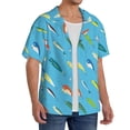 thumbnail image 2 of Balery Different Color Fishing Bait Camisa Casual de Manga Corta con Botones para Hombre, Texturizada, Estilo Cubano, para Playa, Verano-Small, 2 of 5