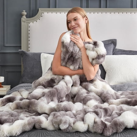 Faux Fur Throw Blanket for Couch Fuzzy Soft Plush Thick Bubble Blanket for Sofa Bedroom Living Room 50 * 60 Inches Tie-dye Taupe Faux Fur Throw Blanket for Couch Fuzzy Soft Plush Thick Bubble Blanket for Sofa Bedroom Living Room 50 * 60 Inches Tie-dye Taupe