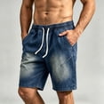 thumbnail image 2 of HappyYEE Men’s Jean Shorts, Loose Vintage Washed Denim Shorts Elastic Waist Casual Summer Jean Bottoms with Pockets XS, 2 of 5