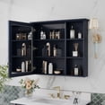 thumbnail image 2 of ANGELES HOME 34"x 30" Wood Medicine Cabinet with Mirror Door, Wall Mounted Soft-Close Mirror Cabinet Organizer with 4 Shelves, Navy Blue, 2 of 9