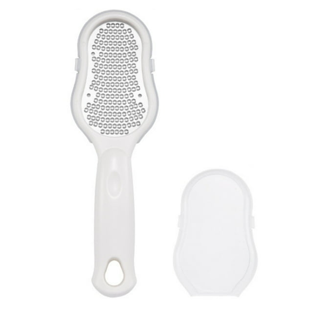 Graflsoa Stainless Steel Foot Callus Remover with Lid, Anti-Splash Pedicure File, White, OPP Bag Packaging