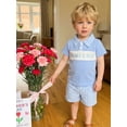 thumbnail image 6 of BemeyourBBs Toddler Baby Boy Mothers Day Outfits Cute Infant Boys Summer Clothes Short Sleeve Lapel Neck Letters Embroidery Tops and Plaid Shorts Set, 6 of 9