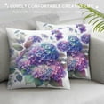 thumbnail image 3 of Flower Throw Pillow Covers Decorative Print Purple Accent Pillow Case Green Leaf Pillowcase Square Velvet Cushion Cover Bed Couch Bedroom Chair Colorful Beige, 3 of 5