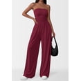 thumbnail image 2 of PRETTYGARDEN Womens Trendy Strapless Rompers Ruched Tube Top Wide Leg One Piece Jumpsuits Beach Vacation Summer Outfits, 2 of 7