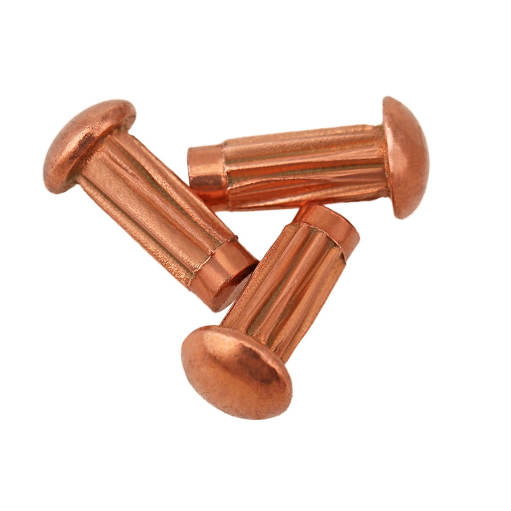 (100pcs) Purple Copper Knurled Rivets , M3x12mm