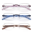 thumbnail image 2 of LOVIVY 3 Pack Rimless Reading Glasses for Women Blue Light Blocking Readers Tinted Edge Spring Hinge Pattern Print Arm Eyeglasses Mix 1.75, 2 of 4
