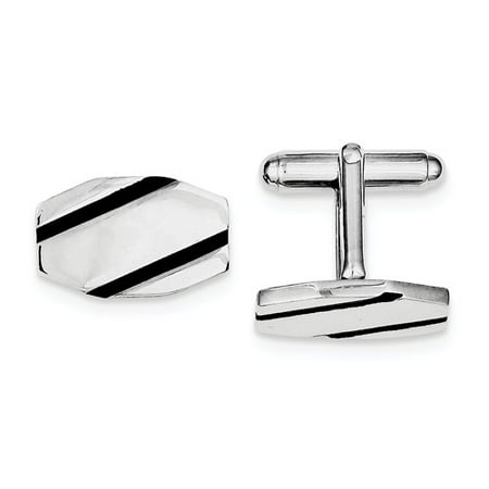 Sterling Silver and Black Enamel Cuff Links