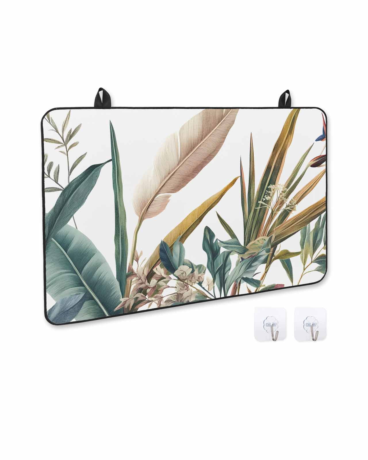 nqOlkjepod Large Induction Cooktop Protector Mat 24"x21", Vintage Leaves Stove Top Covers for Electric Stove, Watercolor Botanical Summer Decorative Stove Burner Cover Mats, Glass Top Stove Cover