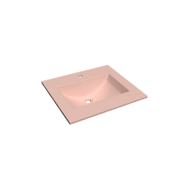 25" Solid Surface Polyurethane Resin Streamline Vanity Top with Sink-Durable, Consistent Pink Color, Easy-to-Clean, Built-in Overflow, Single-Hole Faucet Mount