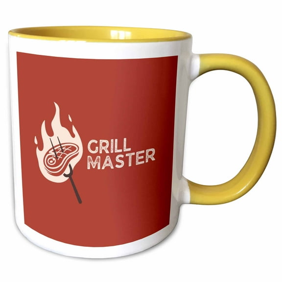 3drose, Grill Master, 15oz Two-tone Yellow Mug