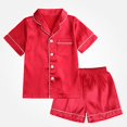 thumbnail image 2 of Crunowin Boys And Girls Outfit Sets Soft Short Sleeve Round Neck Top and Elastic Waist Shorts Breathable Sleepwear Red Size 2T, 2 of 9
