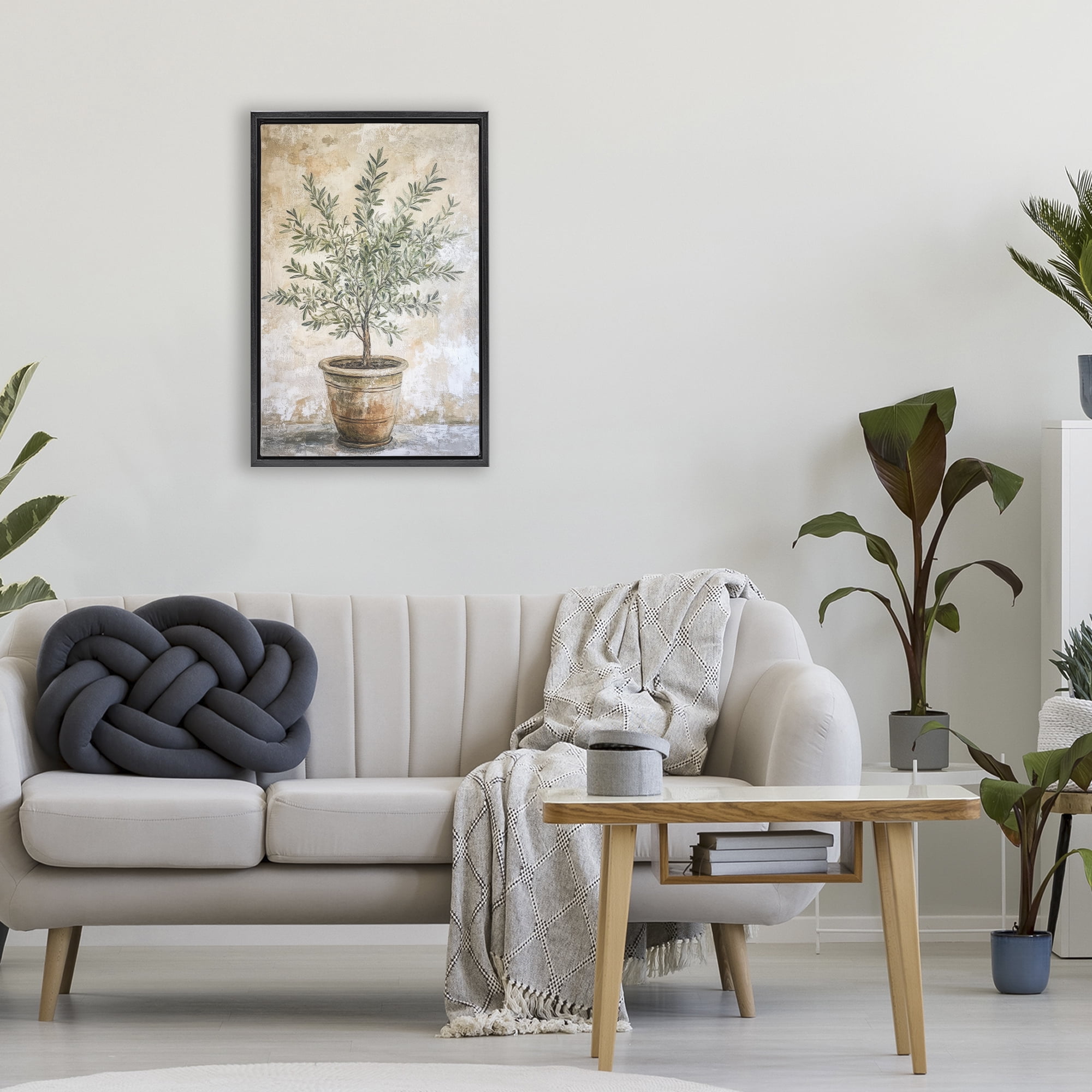 Stupell Industries Mediterranean Potted Olive Black Framed Floater Canvas Wall Art, design by Petal Prints Design