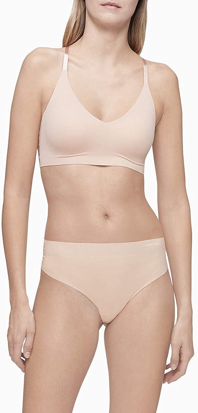 Calvin Klein Women's Invisibles Comfort Lightly Lined Seamless Wireless  Triangle Bralette Bra 