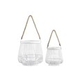 thumbnail image 2 of Urban Trend Collection 41074 Lanterne Ronde en Bambou avec Cordes, Peinte & Blanche - Ensemble de 2, 2 of 2