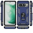 thumbnail image 2 of For Google Pixel 8A Rugged Case ,Heavy Duty Shockproof Body Phone Cover Built in Metal Rotated Magnetic Ring Holder Kickstand,Dual Layer Military-Grade Drop protection,Blue, 2 of 7