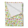 thumbnail image 2 of Easter Soft Flannel Fleece Throw Blanket, Patchwork Style Graphic Scrapbook Pattern with Daisy Sewing Buttons and Egg, Cozy Plush for Indoor and Outdoor Use, 70" x 90", Multicolor, by Ambesonne, 2 of 5